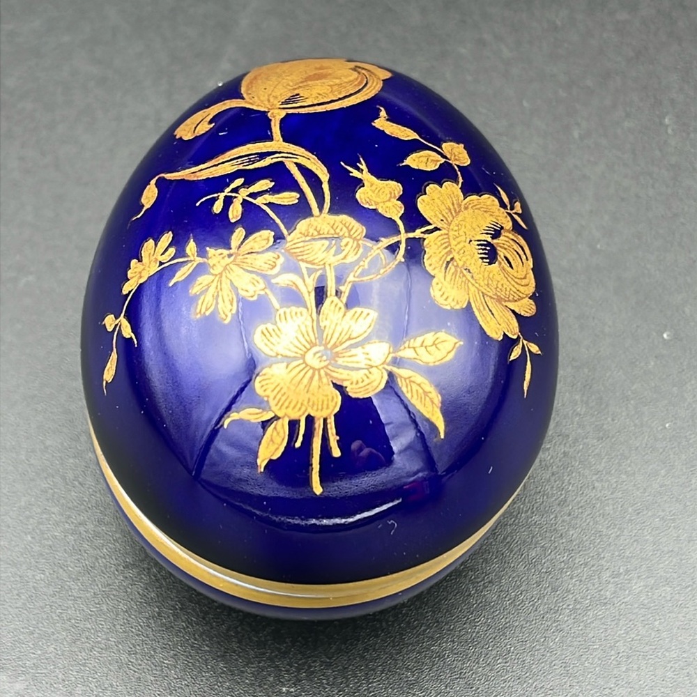 Vintage Limoges Rochard France Egg shaped Trinket Box
